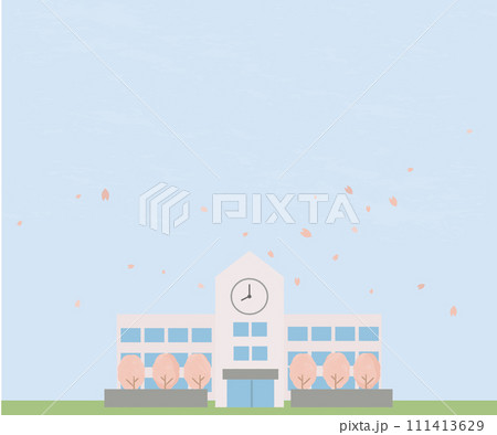 桜の木と学校校舎 桜の木と学校校舎 111413629