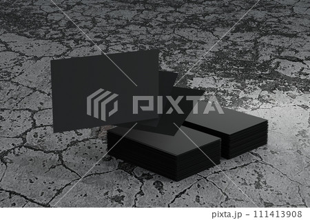 Business card on concrete floor, for promote company information, 3D rendering. Business card on concrete floor, for promote company information, 3D rendering. 111413908