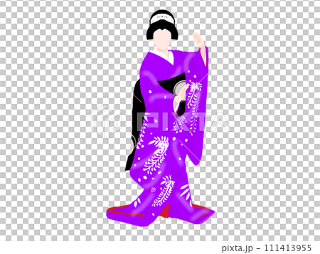 穿著紫色和服跳舞的女人 穿著紫色和服跳舞的女人 111413955