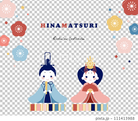 Stylish Hinamatsuri illustration material Vector Peach Festival Dolls Cute Simple 111413988