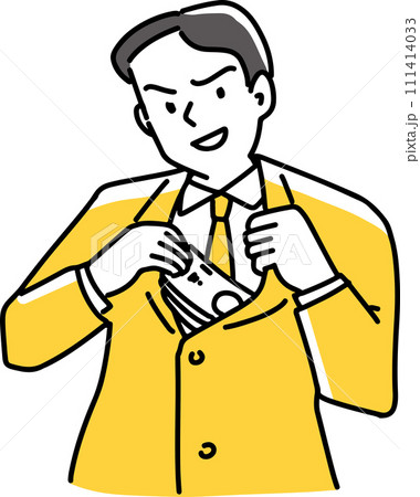 懐からお金を取り出す悪い顔のビジネスマン 111414033