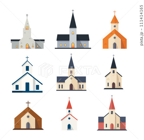 set of church buildings architecture vector illustration 111414165