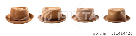 Pork pie fedora hat vector set isolated on white background 111414420