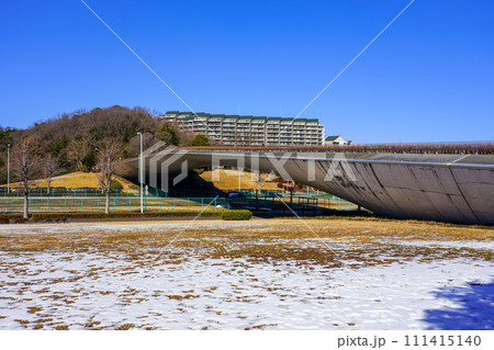 雪の稲城中央公園くじら橋(東京都稲城市) 雪の稲城中央公園くじら橋(東京都稲城市) 111415140