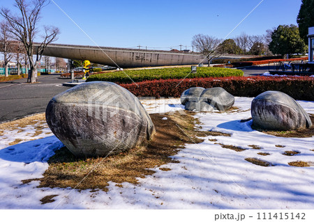 雪の稲城中央公園くじら橋(東京都稲城市) 雪の稲城中央公園くじら橋(東京都稲城市) 111415142