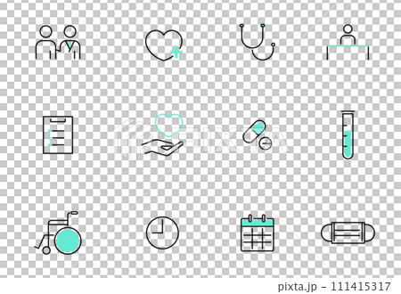 医療やヘルスケアの線によるアイコンセット 医療やヘルスケアの線によるアイコンセット 111415317
