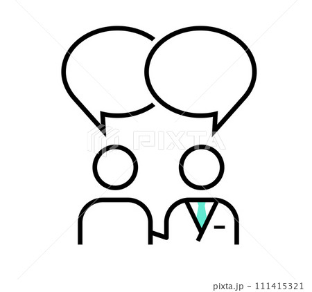 医者と患者による診察と吹き出しの医療アイコン 111415321