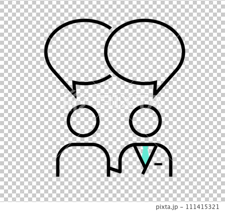 医者と患者による診察と吹き出しの医療アイコン 111415321