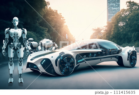 ロボットとスポーツカー スーパーカー デザイン 自動運転 AI生成画像 都市 IT SF ロボットとスポーツカー スーパーカー デザイン 自動運転 AI生成画像 都市 IT SF 111415635