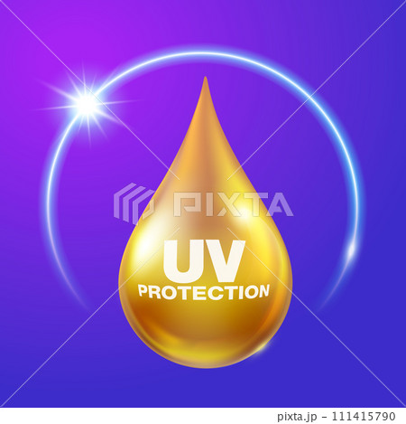 sun shield With the properties of oil drops, lotions or serums, UV protection. Used for advertising sunblock, lotion, sunscreen. Vector realistic file. sun shield With the properties of oil drops, lotions or serums, UV protection. Used for advertising sunblock, lotion, sunscreen. Vector realistic file. 111415790