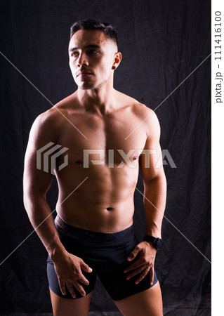 Male model body, nude torso, naked man, seductive gay. Muscular shirtless man, attractive guy. 111416100