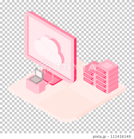 クラウドサーバルーム データセンターのイラスト 03 111416149