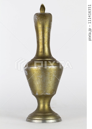 Antique oxidized jug isolated on a white background 111416351