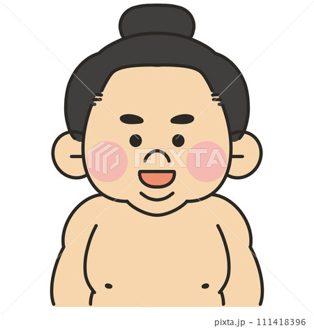 お相撲さんが正面を向いて説明しているイラスト 111418396