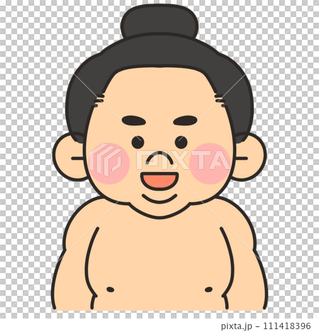 相撲選手面向前方並給予解釋的插圖 111418396