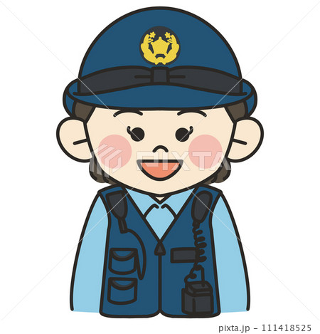 女性警察官が笑って正面を向いているイラスト 111418525