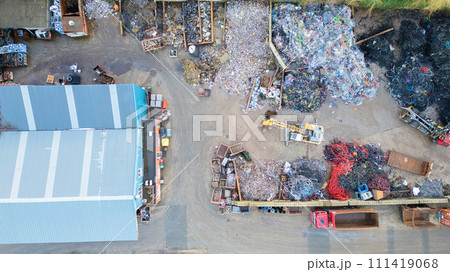 Industrial Recycling Effort: Aerial View of a Waste Management Facility Industrial Recycling Effort: Aerial View of a Waste Management Facility 111419068