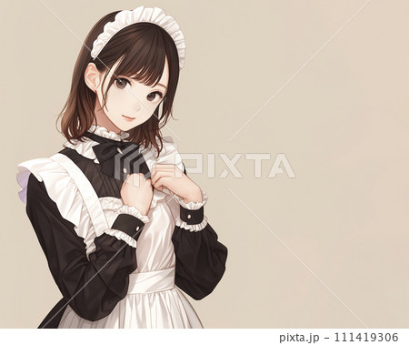 メイド服を着た可愛い少女（AI生成画像） 111419306