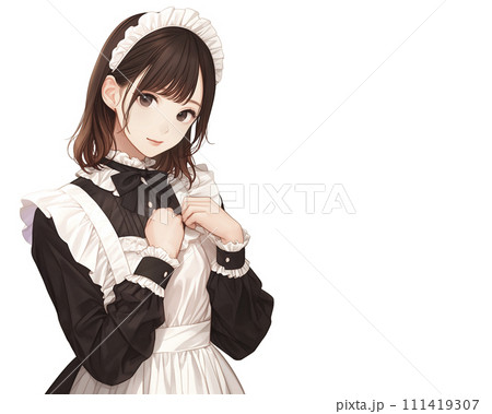 メイド服を着た可愛い少女（AI生成画像） 111419307
