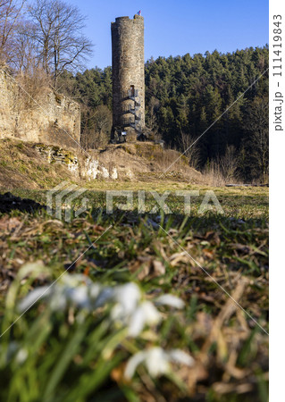 Lower and Upper Castles ruins, Podhradi near As, Western Bohemia, Czech Republic 111419843