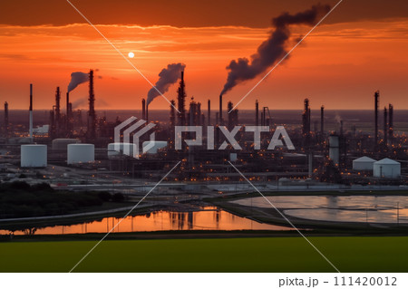 Oil refinery plant. Processing factory. Oil crude and gas refineries. Oil refinery plant. Processing factory. Oil crude and gas refineries. 111420012
