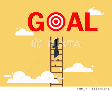 Ladder of success to reach goal or target, ambition or aspiration concept. 111420124