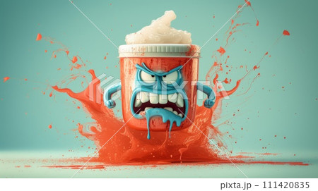 A cartoon character is being splashed with...のイラスト素材 [111420835] - PIXTA