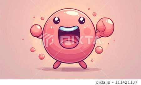 A cartoon character with a big smile and two arms, AI 111421137