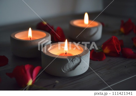 Concrete tealight candle holder for valentines day. 111421341