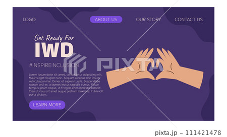 IWD Inspire Inclusion campaign, International Women's Day 2024 Landing page template features variety of hands showing the heart gesture. Vector hand drawn illustration in flat style IWD Inspire Inclusion campaign, International Women's Day 2024 Landing page template features variety of hands showing the heart gesture. Vector hand drawn illustration in flat style 111421478