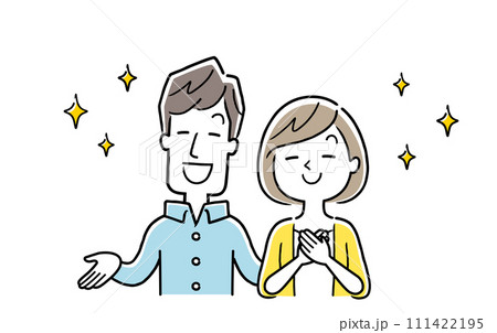 ベクターイラスト素材:さわやかな笑顔の夫婦 ベクターイラスト素材:さわやかな笑顔の夫婦 111422195