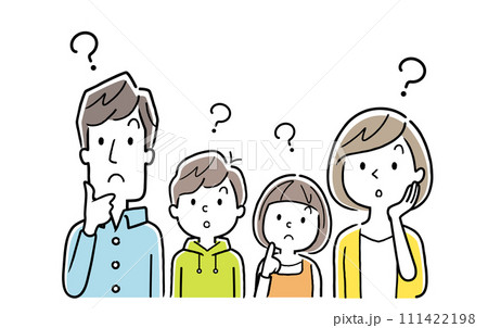 ベクターイラスト素材：疑問を感じる4人家族 111422198