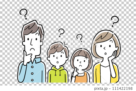 ベクターイラスト素材：疑問を感じる4人家族 111422198