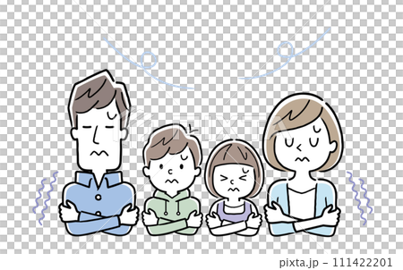 向量插畫素材:凍得瑟瑟發抖的一家四口 向量插畫素材:凍得瑟瑟發抖的一家四口 111422201