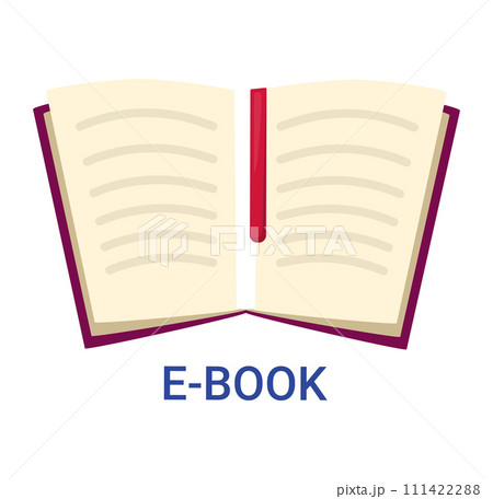 Open eBook red bookmark, digital reading concept. Elearning modern education vector illustration 111422288