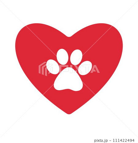 Pet friendly, pet lover sticker, paw in heart Pet friendly, pet lover sticker, paw in heart 111422494