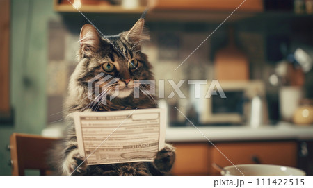 書類を見る猫 書類を見る猫 111422515