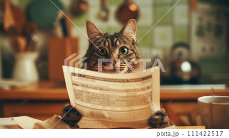 書類を見る猫 書類を見る猫 111422517