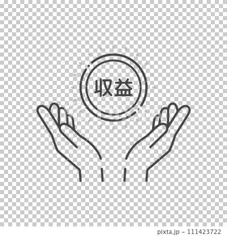 收入詞和一個人手裡拿著硬幣的圖標-簡單的總收入/貨幣化圖像材料 收入詞和一個人手裡拿著硬幣的圖標-簡單的總收入/貨幣化圖像材料 111423722