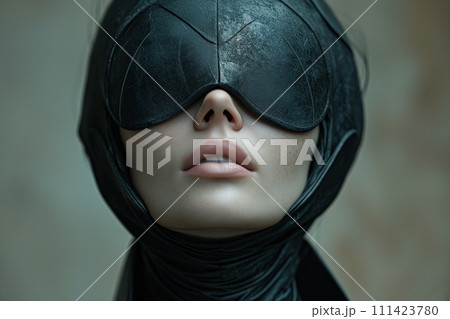 fashion portrait of a woman in black 111423780
