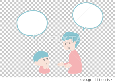 Illustration of a man and child having a conversation Illustration of a man and child having a conversation 111424197