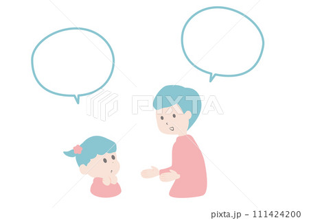 会話をする男性と子どものイラスト 会話をする男性と子どものイラスト 111424200