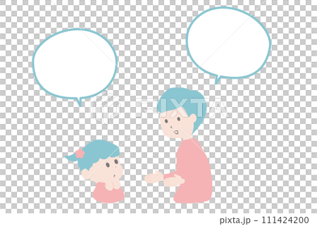 会話をする男性と子どものイラスト 会話をする男性と子どものイラスト 111424200