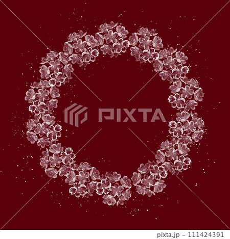 手描きの桜の花のリース 111424391