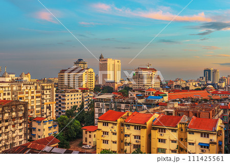 Yangon, Myanmar Downtown Skyline 111425561