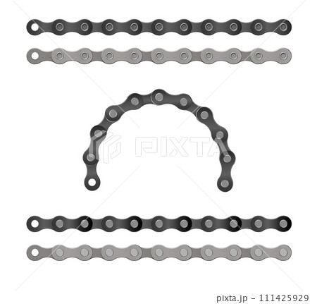 Bicycle chain design vector illustration Cartoon silhouette for bike chain on bicycle. Cycling line pattern. Motorcycle chain symbol. Chain machine sign. 111425929