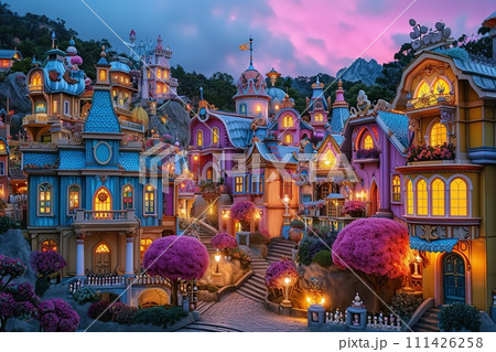 A magical kingdom at dusk 111426258