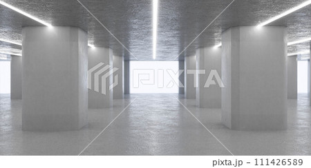 Empty White Room With Columns and Lights 360 panorama vr environment map 111426589