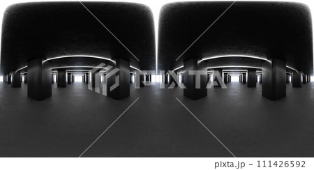 View of dark concrete hall in a Daytime Setting 360 panorama vr environment map 111426592