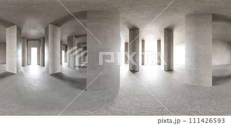 Spacious White Room With Columns and Natural Light in a Modern Building 360 panorama vr environment map 111426593